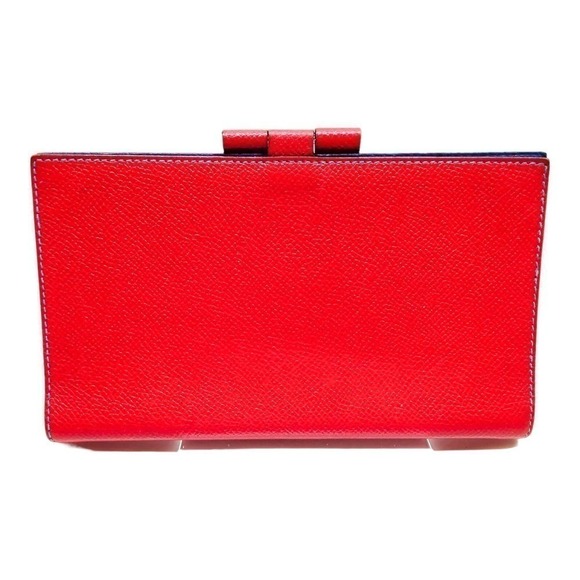 Hermes Red Epsom Leather Agenda Notebook Cover Red Blue - Picture 8 of 11